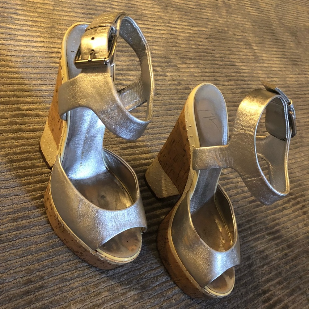 Giuseppe Zanotti leather cork skin wedges size 8 - Picture 2 of 8